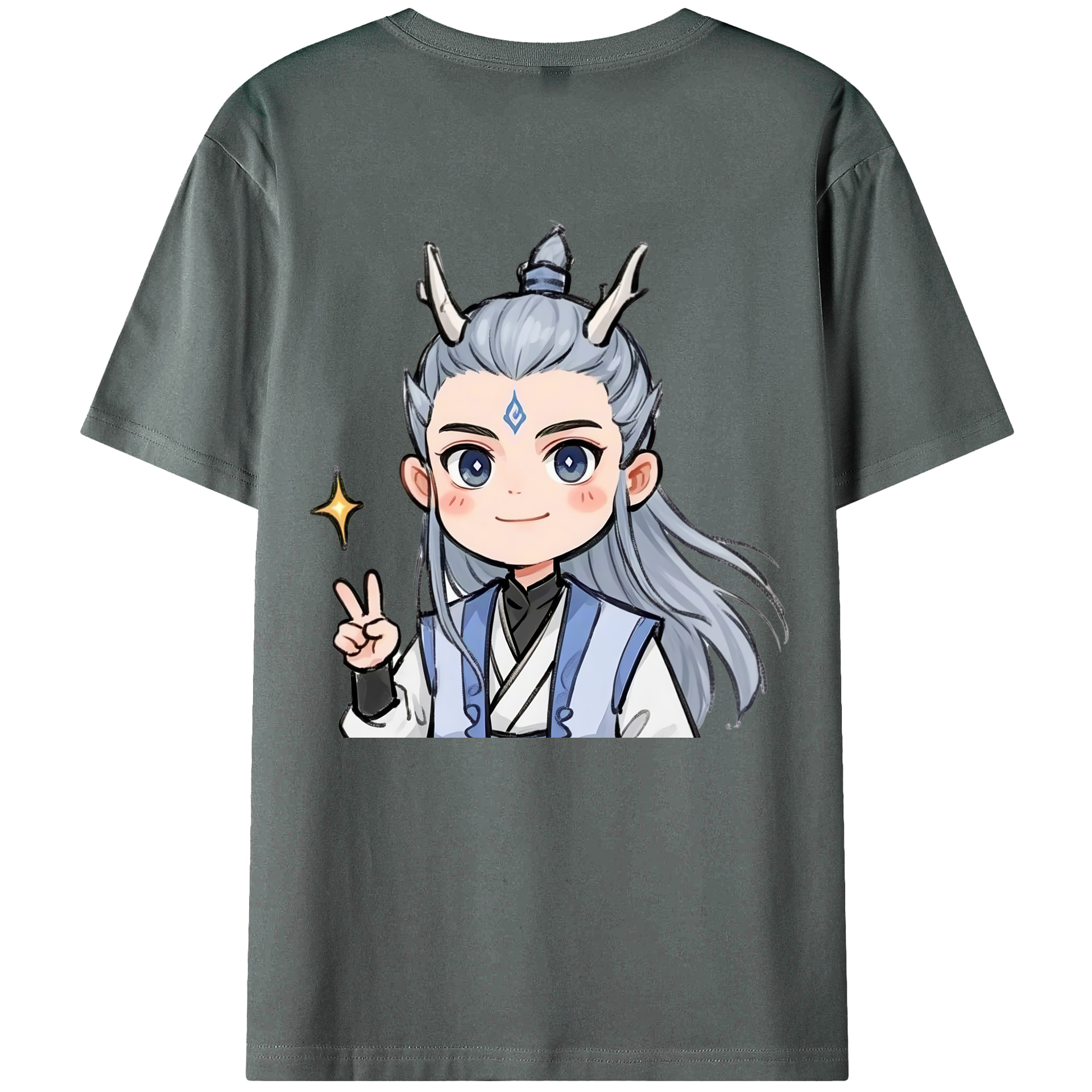 （画像用） Ne Zha 2 ナタ 魔童の大暴れ 綿100％ メンズ半袖Tシャツ（バックプリント） 通気性
